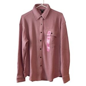 Buffalo Waffle Button Up Womens‎ Small Midday Rose NEW Long Sleeve Knit Shirt